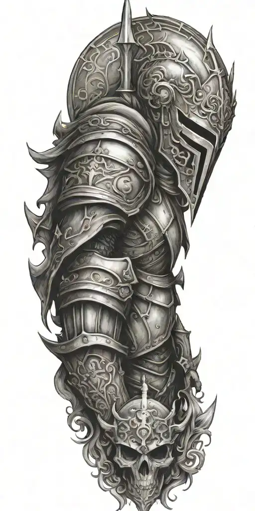 a knight that is looking for princess, demons and angels tattoo design idea