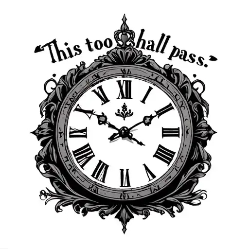 "This too shall pass…" "This too shall pass…" roman clock surrounded tattoo design idea