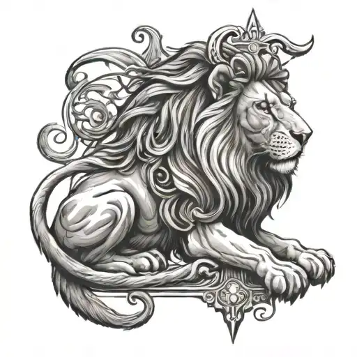 lion and cross tattoo tattoo design idea