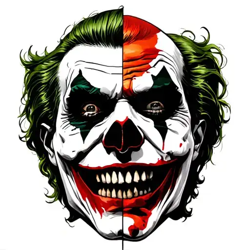 old dirty bastard as the joker face half skull tattoo design idea