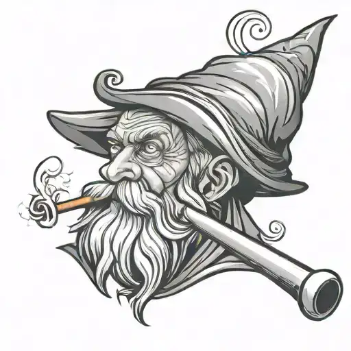 wizard smoking a bong tattoo design idea