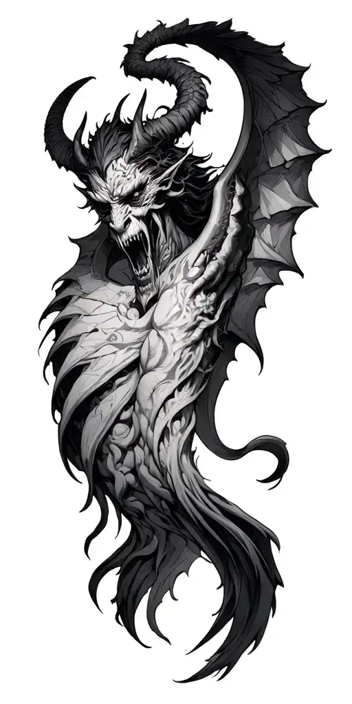 angles vs demon tattoo design idea