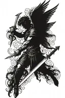 Archangel Lucifer wielding his sword tattoo design idea
