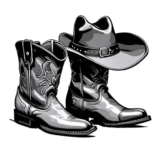 Boots And Cowboy Hat tattoo design idea