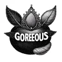 "GORGEOUS" spelled in the form of an object tattoo design idea