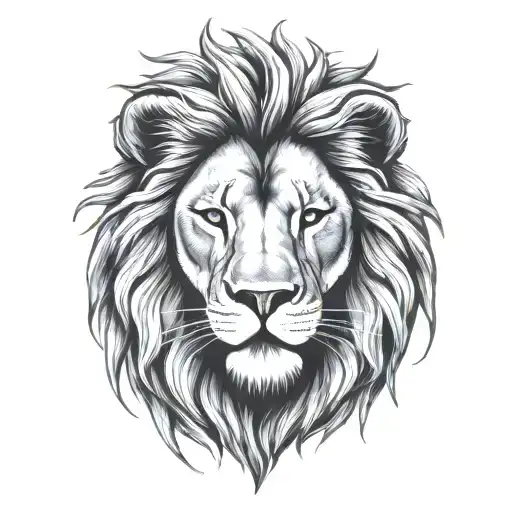 lion head stencil art tattoo design idea