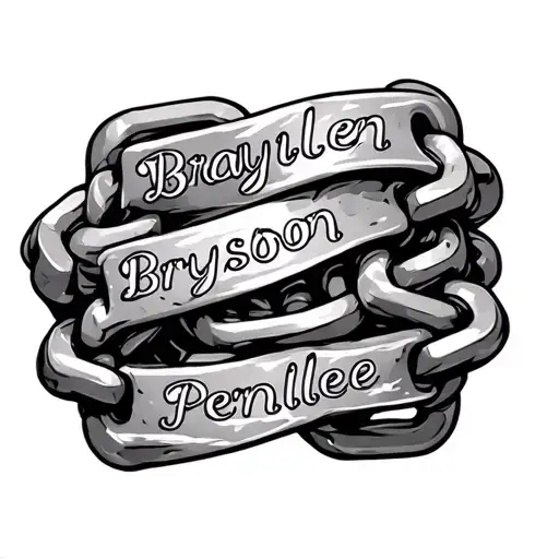 chain with locks with names Braylen Bryson Penelope brynlee tattoo design idea