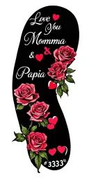 A Tattato With roses and hearts thats says "Love You Momma & Papa<333"With no backround tattoo design idea