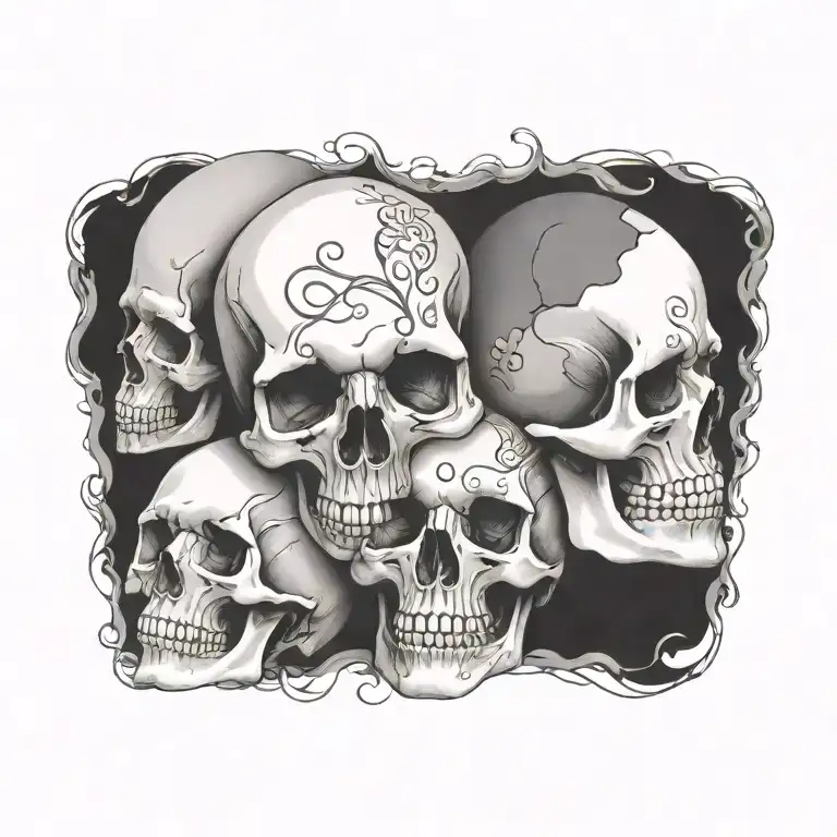 text,  "what we are you will be", skulls  tattoo design idea