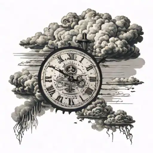 writting take the risk or lose the chance and in background clouds tattoo design idea