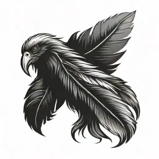 eagle feather with perfection symbol intertwined tattoo design idea