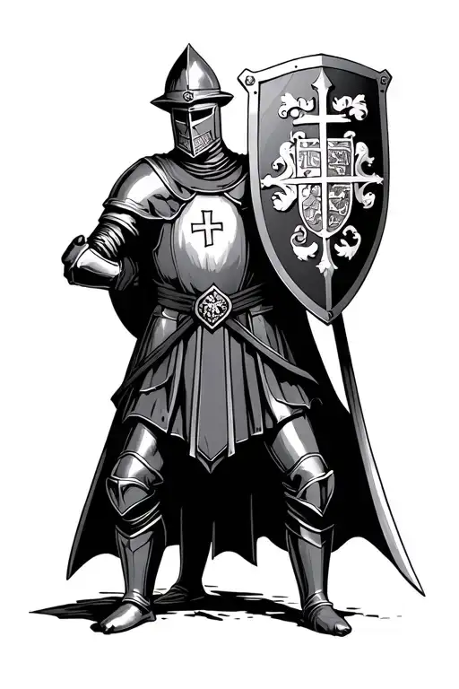 knights templar holding shield with scottish coat of arms tattoo design idea