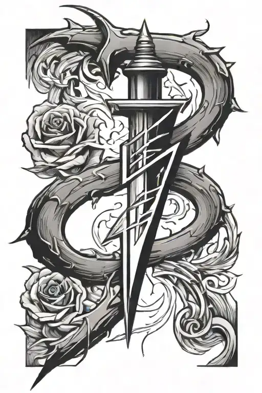 lighing bolt with 2 death date tattoo design idea