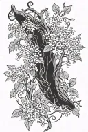 Ivy vines with willow tree vines and baby's breath flowers and banana plant and honeysuckles  tattoo design idea