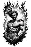 prometheus with fire surrounded tattoo design idea
