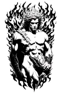 prometheus with fire surrounded tattoo design idea