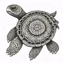 turtle with mandala shell pattern tattoo design idea