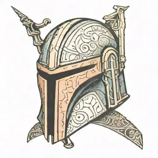 mandalorian helmet tattoo design idea