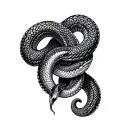 upside down intwined tail snakes for a bum to back tattoo tattoo design idea