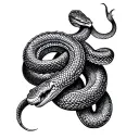 upside down intwined tail snakes for a bum to back tattoo tattoo design idea