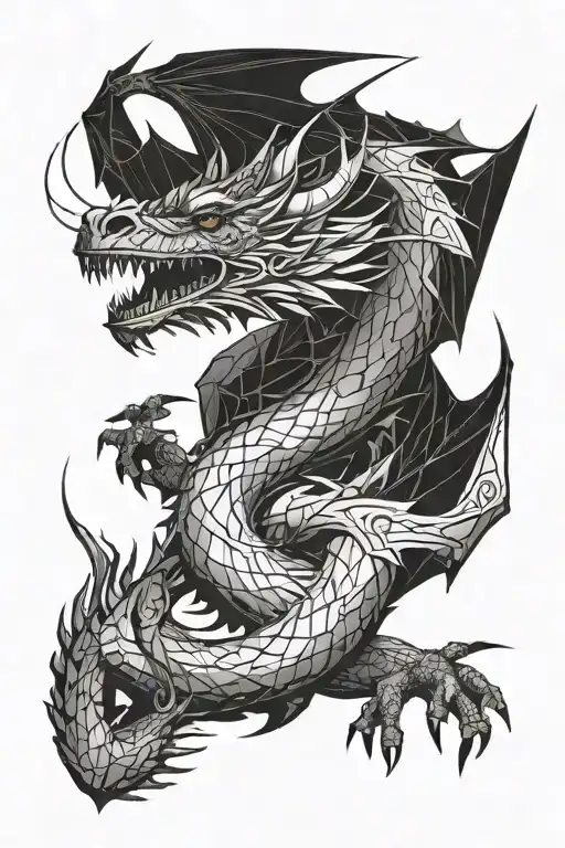 dragon flying tattoo design idea