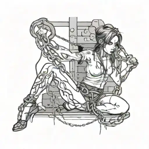 basement girl , chains whips restraints tattoo design idea