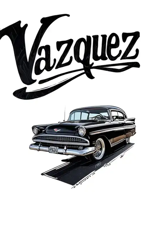 "Vazquez" Lowrider car scene tattoo tattoo design idea