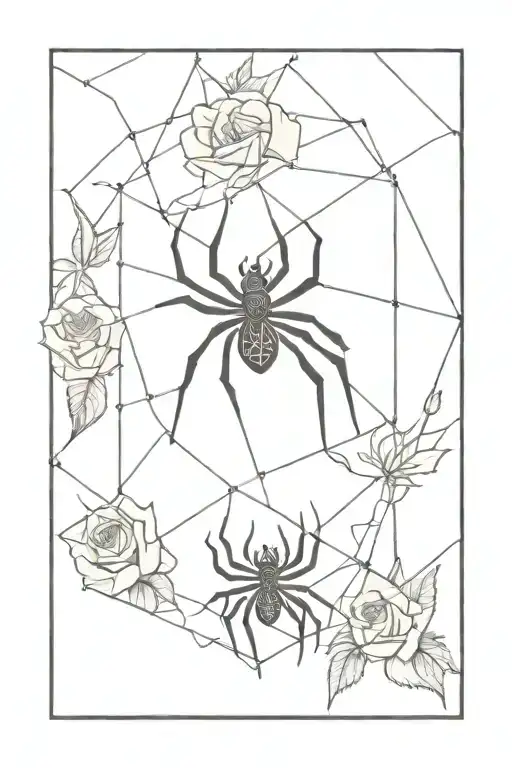roses web spider refrigerator tattoo design idea