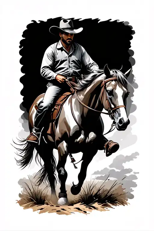 Cowboy riding a horse tattoo design idea