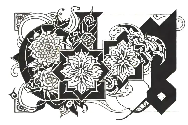structural mandala like design but wide length rectangle frame tattoo design idea