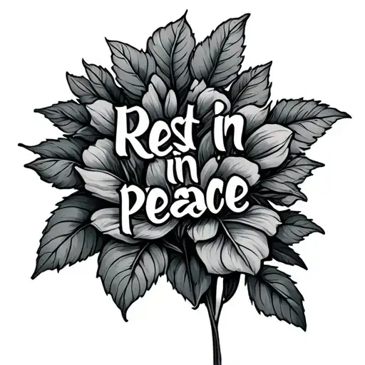 dying plant as words saying rest in peace to a loved one tattoo design idea