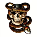skull and snake wrapped tattoo design idea