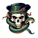skull and snake wrapped tattoo design idea