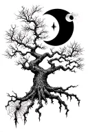 poison tree with spider/spider webs,crescent moon  tattoo design idea