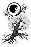 poison tree with spider/spider webs,crescent moon  tattoo design idea
