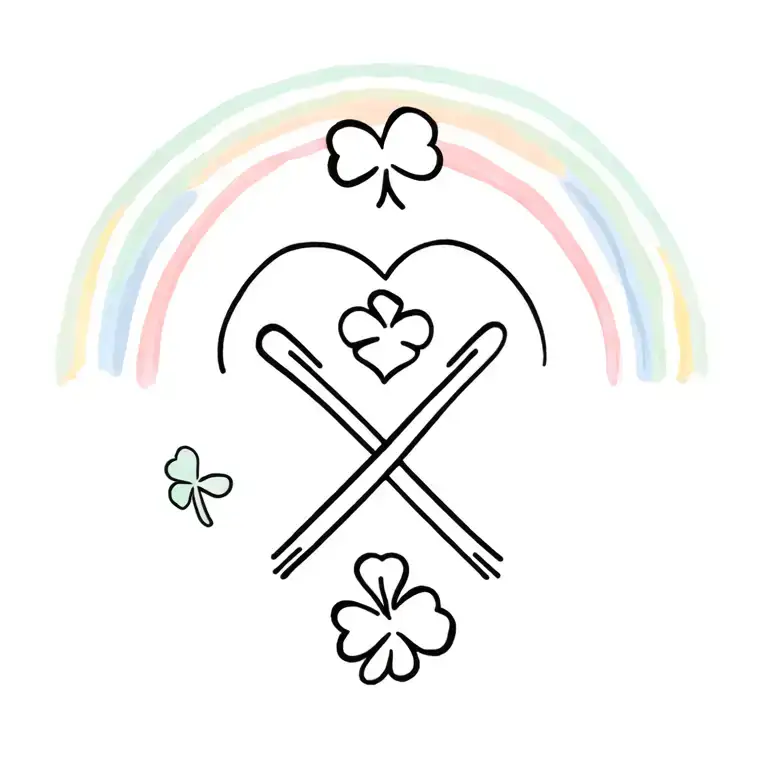 fingers crossed, rainbow, 5, four leaf clover, and heart tattoo design idea