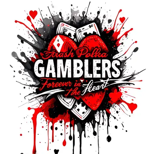 the inscription "Gamblers forever in the heart" tattoo design idea