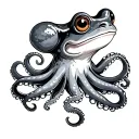 fine line octopus and frog cute  tattoo design idea