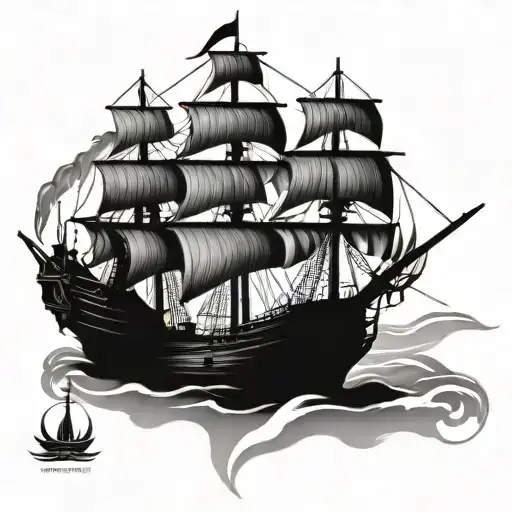 Galleon sailing tattoo design idea