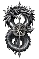 vegvisir viking compass and dragon tattoo design idea