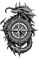 vegvisir viking compass and dragon tattoo design idea