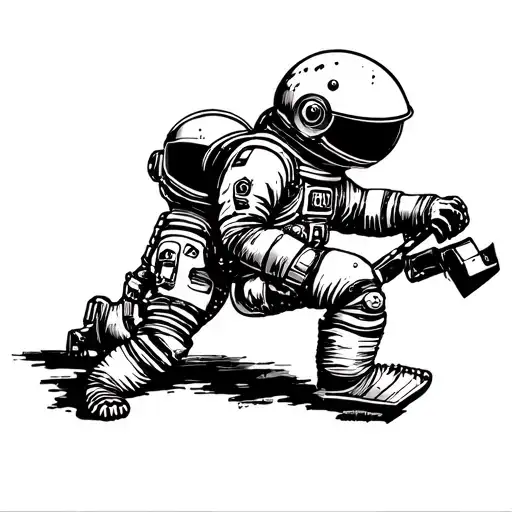 calvin and hobbes spaceman dragging hobbes tattoo design idea