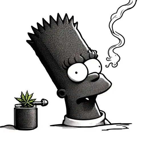 bart Simpson smoking weed tattoo design idea