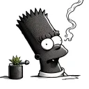 bart Simpson smoking weed tattoo design idea