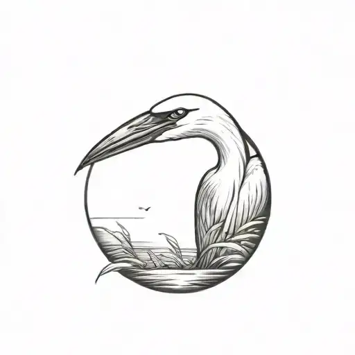 Coverup egret tattoo design idea