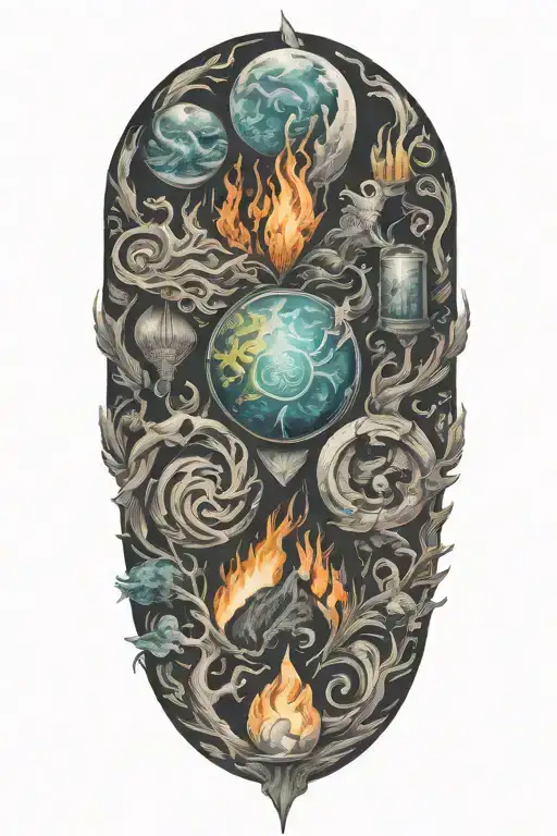 Four elements tattoo design idea