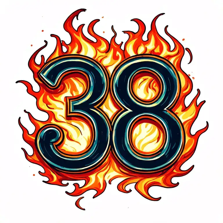 The number 38 in flames 🔥  tattoo design idea