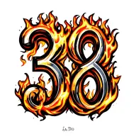 The number 38 in flames 🔥  tattoo design idea