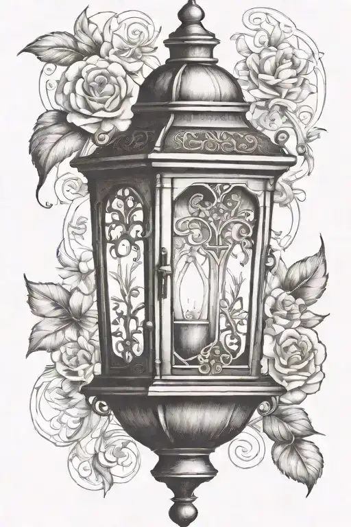 ornate vintage lantern by itself tattoo design idea