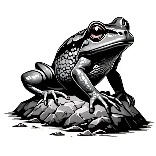 frog sitting on a rock that has craclings that looks like a discord logo tattoo design idea